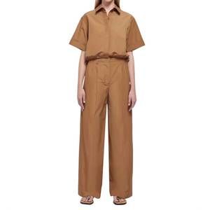 NEW JONATHAN SIMKHAI leroy pleated wide leg pant in hickory
